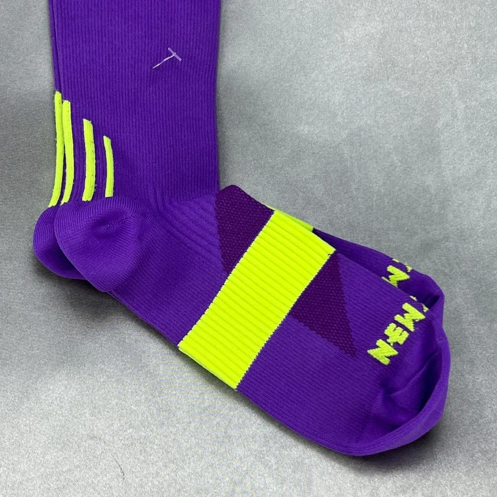 NEWZILL Compression Socks Men S/M Purple Neon Yellow Athletic Knee High Recovery